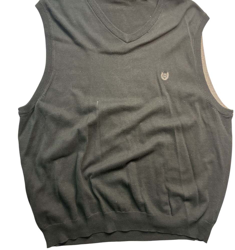 Chaps Men's Black V-Neck Sweater Vest, Size Large